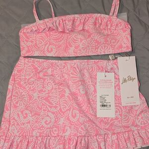 Lilly Pulitzer Pink and White Bikini Set